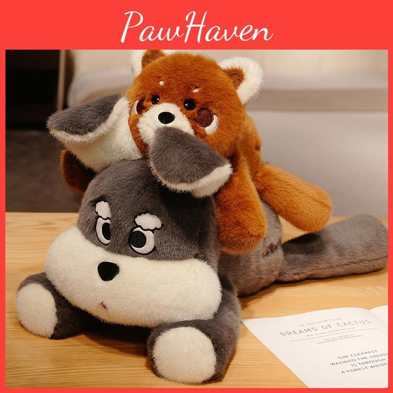 Raccoon And Schnauzer Animal Plush Doll With Embroidery Design For Kids Gift