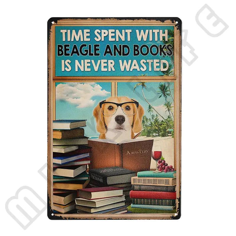 Funny Beagle Dog Metal Tin Sign Plate Retro Art for Bathroom Kitchen Restaurant Dessert Shop Pet Shop Farmhouse Home Room Decor