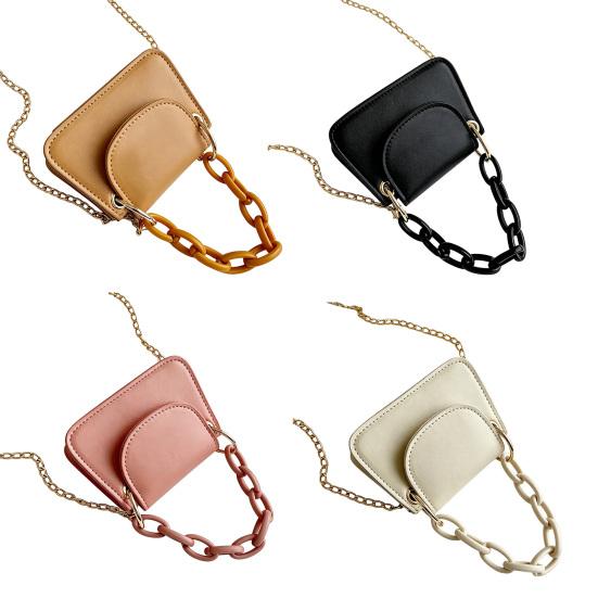 Women Crossbody Bag Small Handbag with Removable Metal Chain Shoulder Strap Crossbody Purse for Phone Lipstick Cards