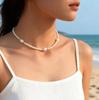 European, American Bohemian retro imitation pearl woven rice bead necklace, simple temperament, Thanksgiving gift vacation accessories
