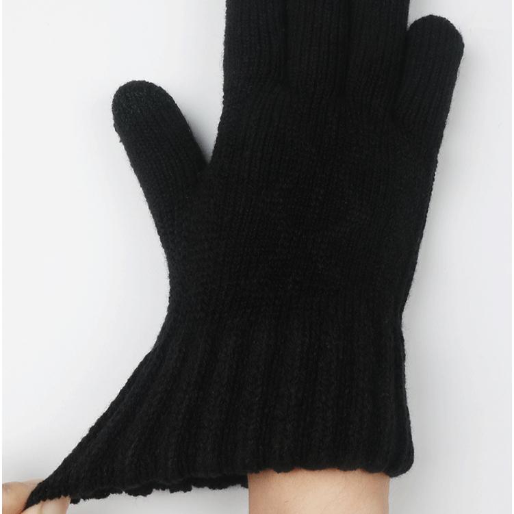 Gestrickte Handschuhe für den Außenbereich im Herbst und Winter mit doppellagigem Garnfutter und verdicktem Samt für Wärme und Touchscreen-Handschuhe