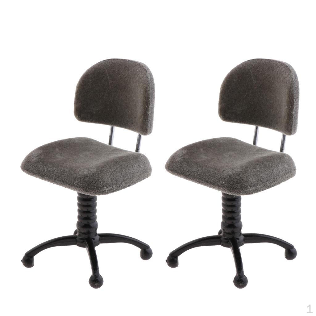 

2 шт. 1/12 Серебряный вращающийся письменный стол Кукольный домик