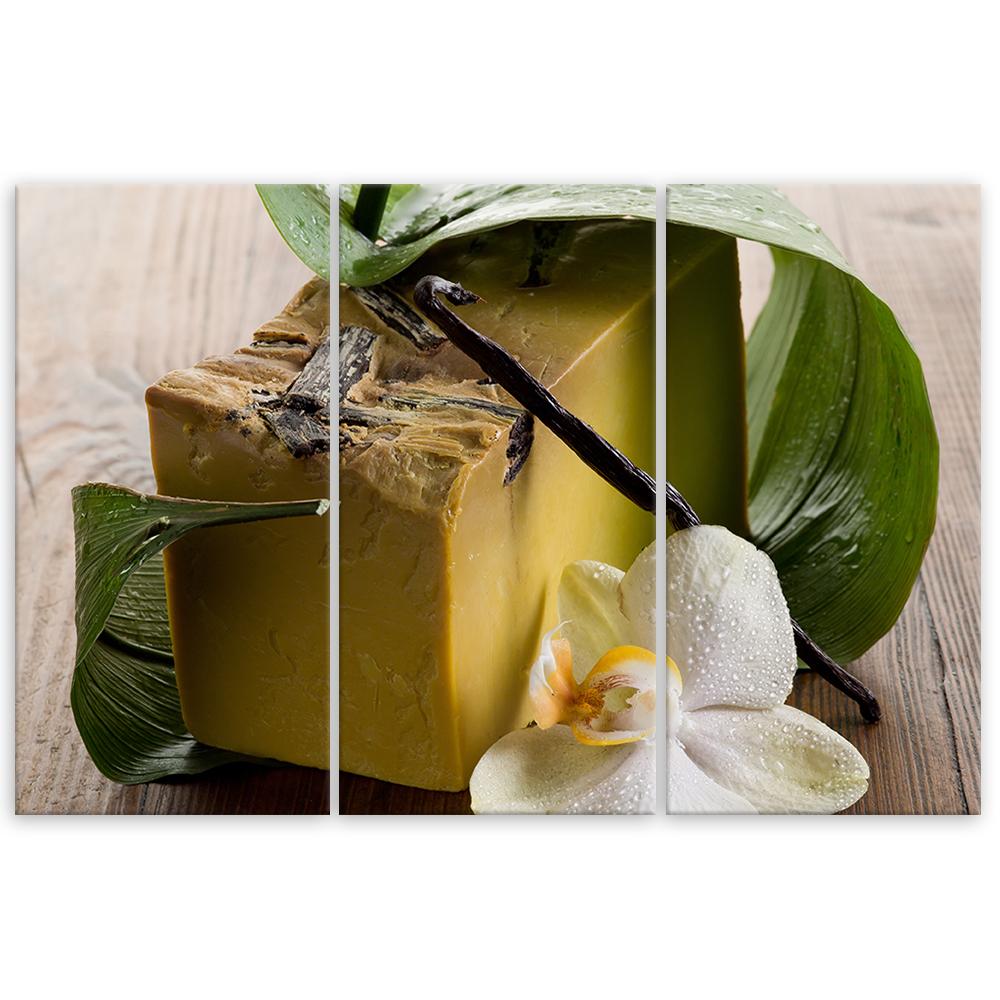 Imprimare pânză cu imagini din trei piese Frunza de orhidee