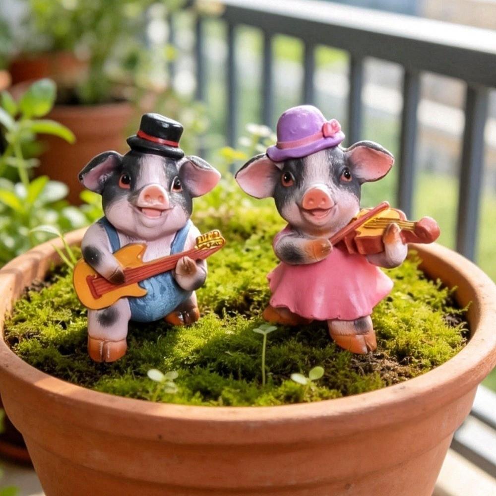 4Pcs Cute Pig Pig Ornaments Desktop Pig Sculpture Exquisite Pig Decor Home