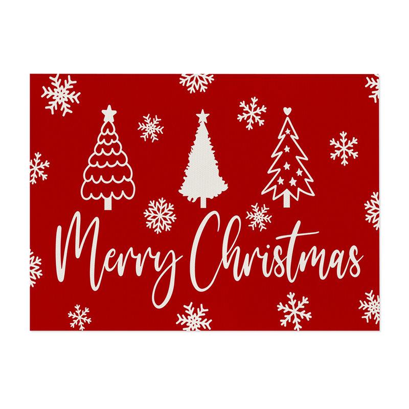 Christmas Print Cotton Linen Placemat – Heat Insulating, Waterproof Fabric for Kitchen Table Decor