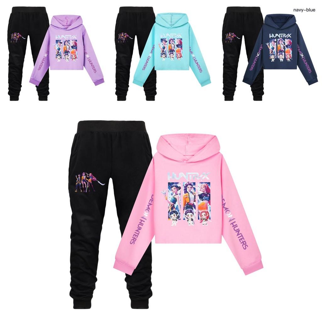 Kpop Demon Hunters Girls Cotton Casual Set With Long Sleeve Hoodie And Pants For Ages 110-170cm