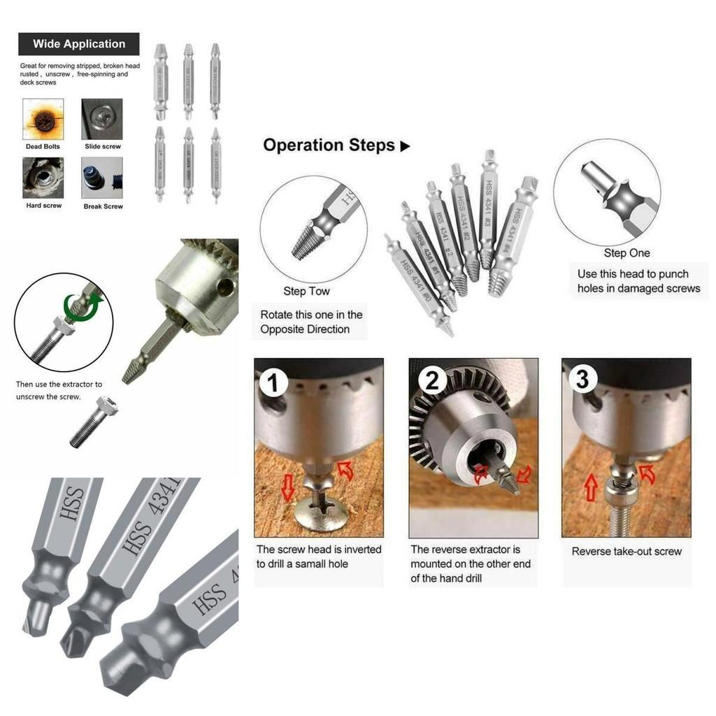 High Strength 6-piece Screw Extractor Remover Set For Effortless Damaged Screw Extraction