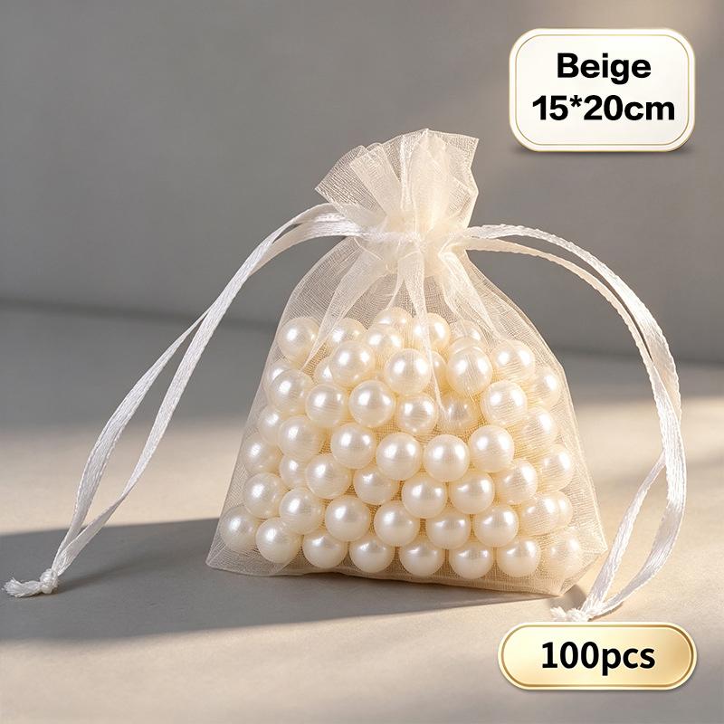 100 stk Bryllup Julegaveposer Organza Gavepose Snoreposer Til Slik Smykker Pose Pakning