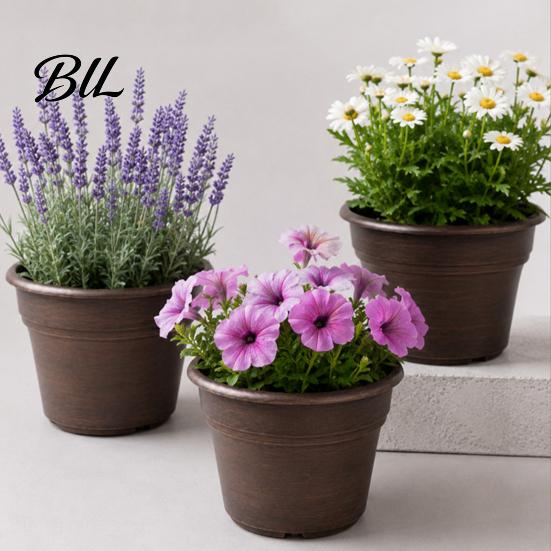 Planters for Flowers Retro Flower Pot with Saucer, Bronze Finish Plant Drainage Holes, Pots Succulents Breathable Thickened Plastic Planter