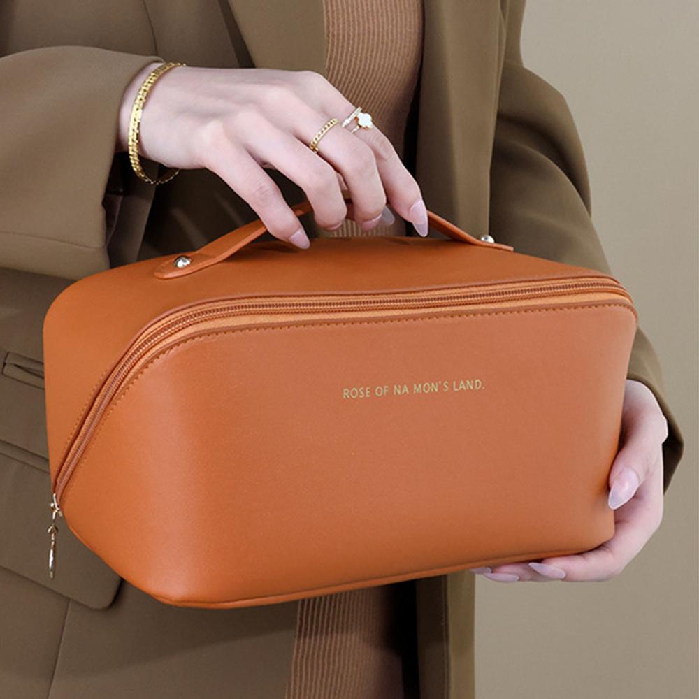 

1PC,Multi-layer makeup bag,PU Premium pillow-style bag,Travel toiletry,Thickened storage bag,Storage pouch,Travel,Bathroom коричневый