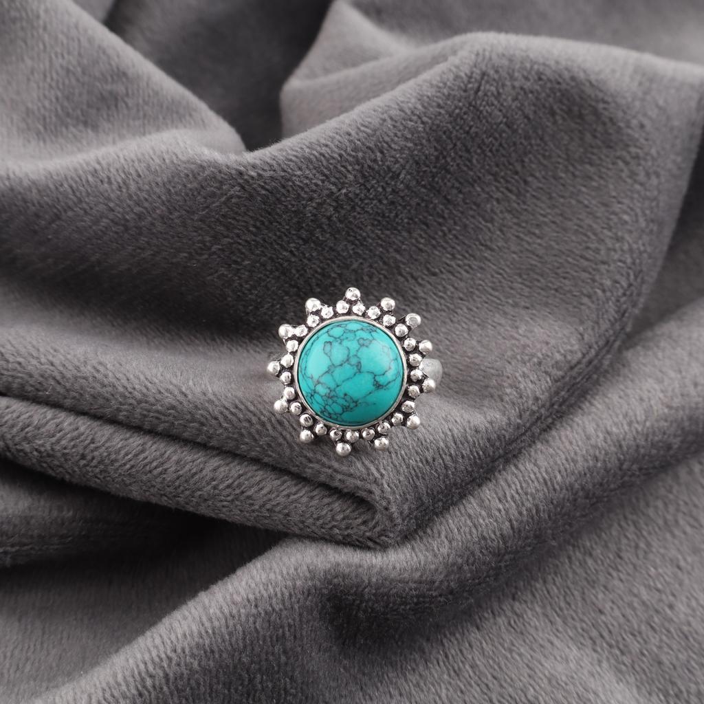 Magnesite Turquoise Gemstone Jewelry, 925 Solid Sterling Silver Ring, Handmade Silver Ring For Wedding Gift