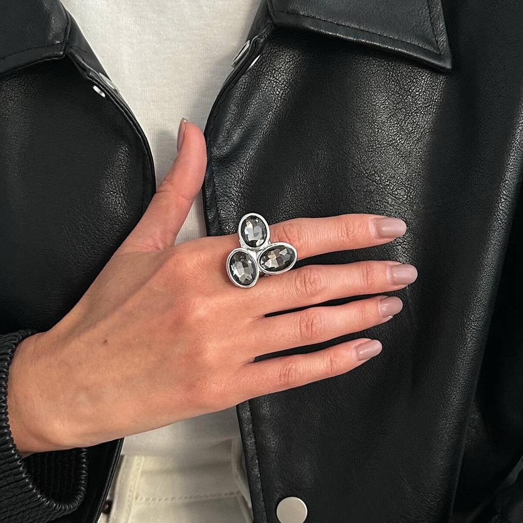 Salircon Elegancka nieregularna bransoletka z akrylowymi cyrkoniami, otwarta obrączka dla kobiet, koreańska moda, geometryczna, regulowana, biżuteria na imprezę, prezent