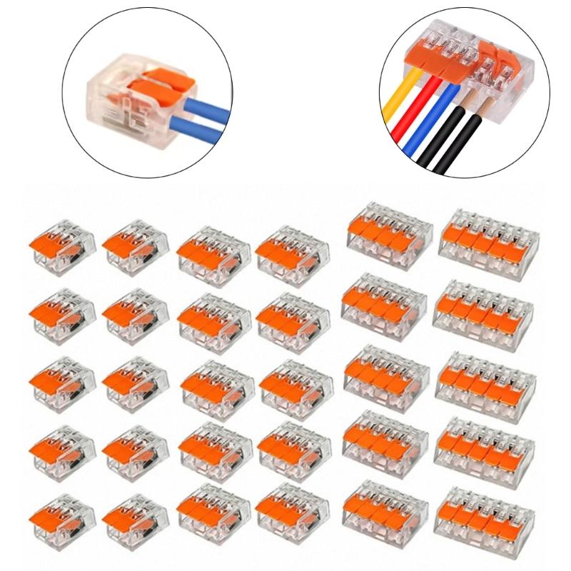 30Pcs Electrical Lever Wire Connectors Quick Splicing Terminals Fast Cable Splicing Connector Push-in Terminals Block
