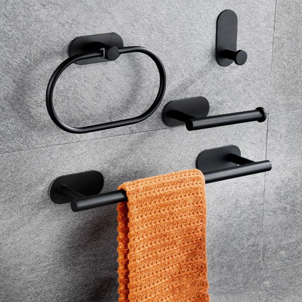 4/5Pcs Stainless Steel Bathroom Hardware Set Anticorrosion Towel Bar Roll Paper Stand  Home Kitchen