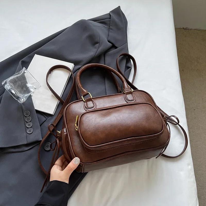 Small Cute PU Leather Crossbody Bags with Short Handle for Women 2024 Winter Luxury Fashion Shoulder Bag Handbags