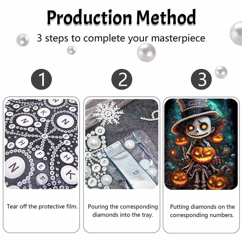 Halloween pearl painting art full pearl pumpkin character handmade diy home decorations