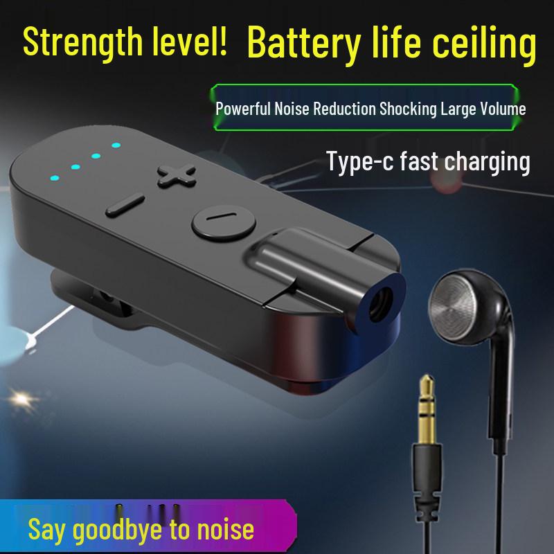 Universal Clip-On Bluetooth Headphone Receiver with Extended Battery, High-Quality Sound, Noise Reduction, and HD Calls