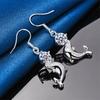 1 Pair of 925 Sterling Silver Cute Dolphin Zircon Pendant Earrings for Women's Wedding Accessories, Fashionable Jewelry Gifts