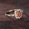 Wangstyle Gold Egg-shaped Pomegranate Red Slightly Inlaid White Diamond Ring Girl Gift
