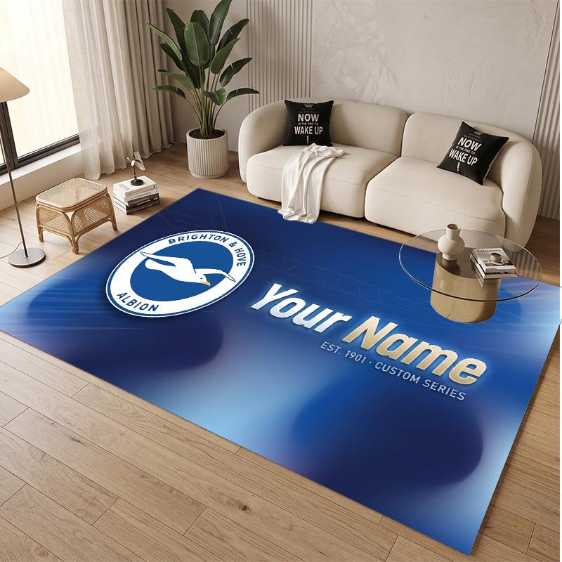 Personalized Crystal Velvet Carpet Brighton & Hove Albion Football Pattern Non Slip Floor Rug