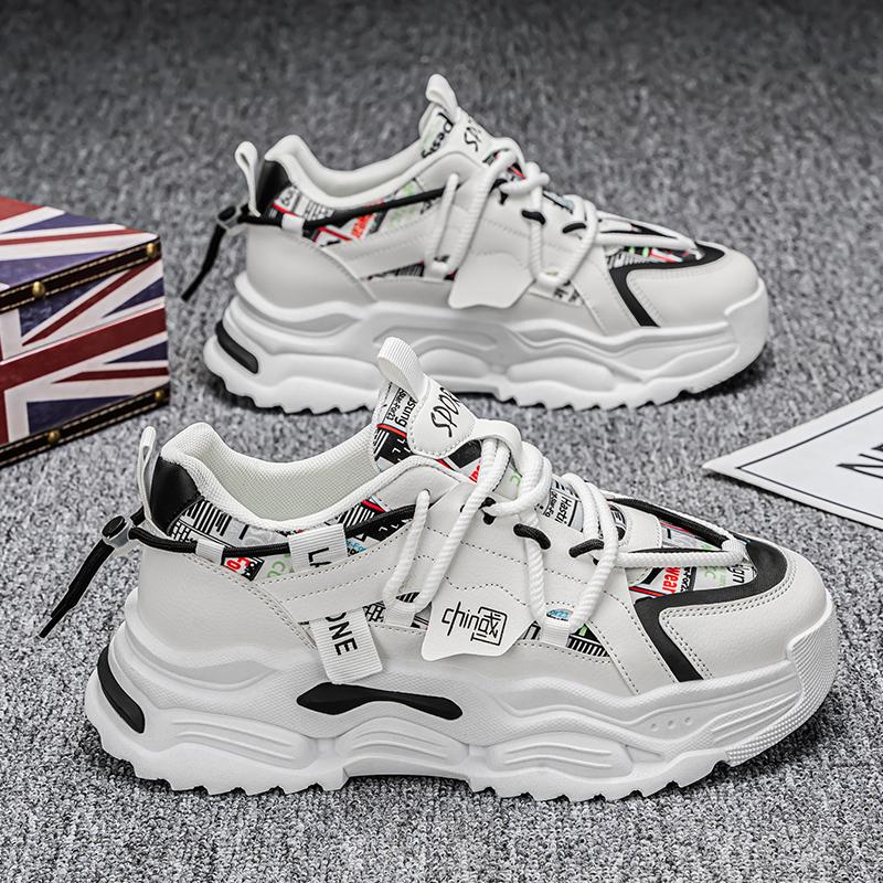 

Новая Мода Мужские Четыре Сезона Удобные Ботинки на Толстой Подошве Студенты Мальчики Тренд Мягкая Подошва Дышащие Повседневные Кроссовки для Бега 44 чёрный/белый