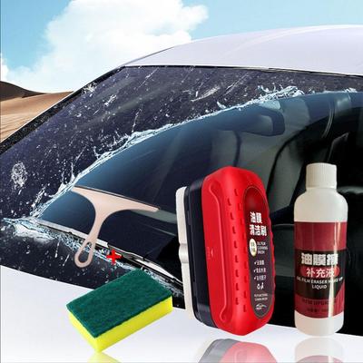Potente detergente per parabrezza auto, rimuove la pellicola d'olio e il rivestimento del vetro con tergivetro e spugna.