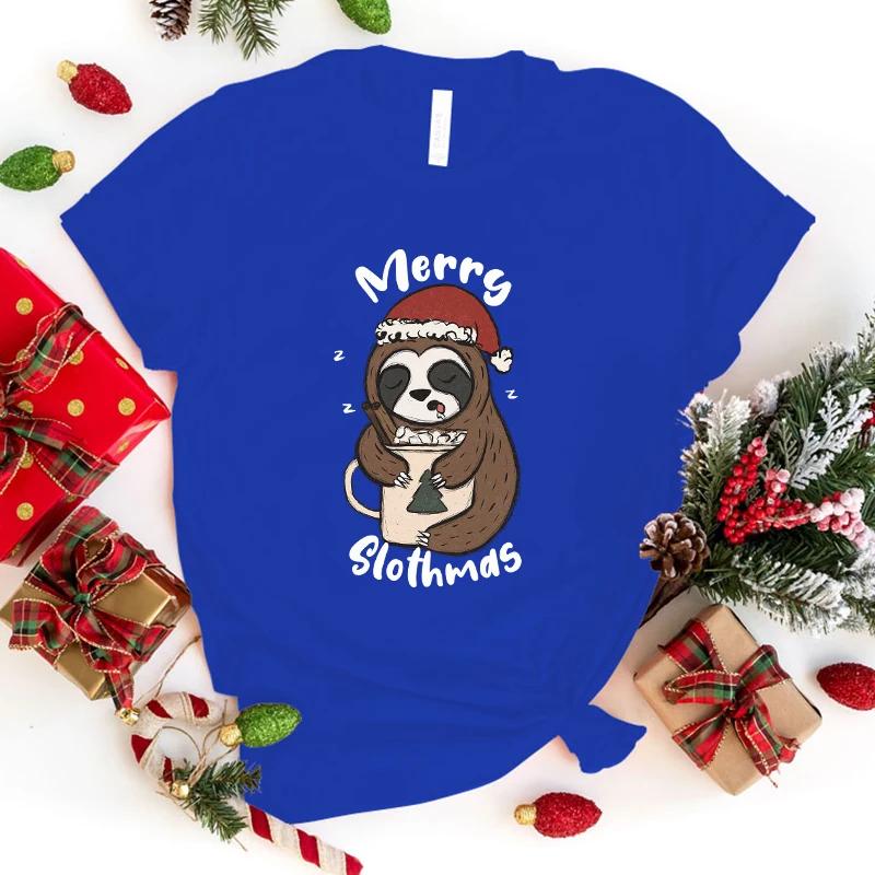 Hot Merry Christmas Sloth T Shirt Men/Women'S Funny Printing T-Shirt Casual Cool Streetwear Fashion T Shirt Couple Hip Hop Shirt