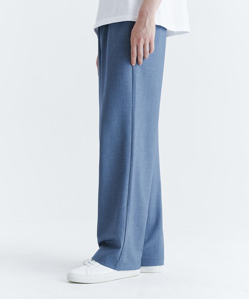 WHOLOVESART Unisex Essential Wide Banding Slacks Smoke Blue