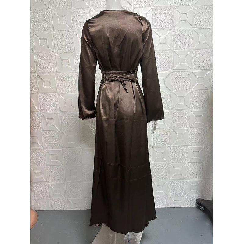 Modisches Langarm-Kleid für Damen, lockeres, sexy Kleid, Frühling und Sommer, mit Schnürung, Temperament, lässige Kleider für Damen, elegante, schmale Passform, langes Party-Club-Kleid 26450