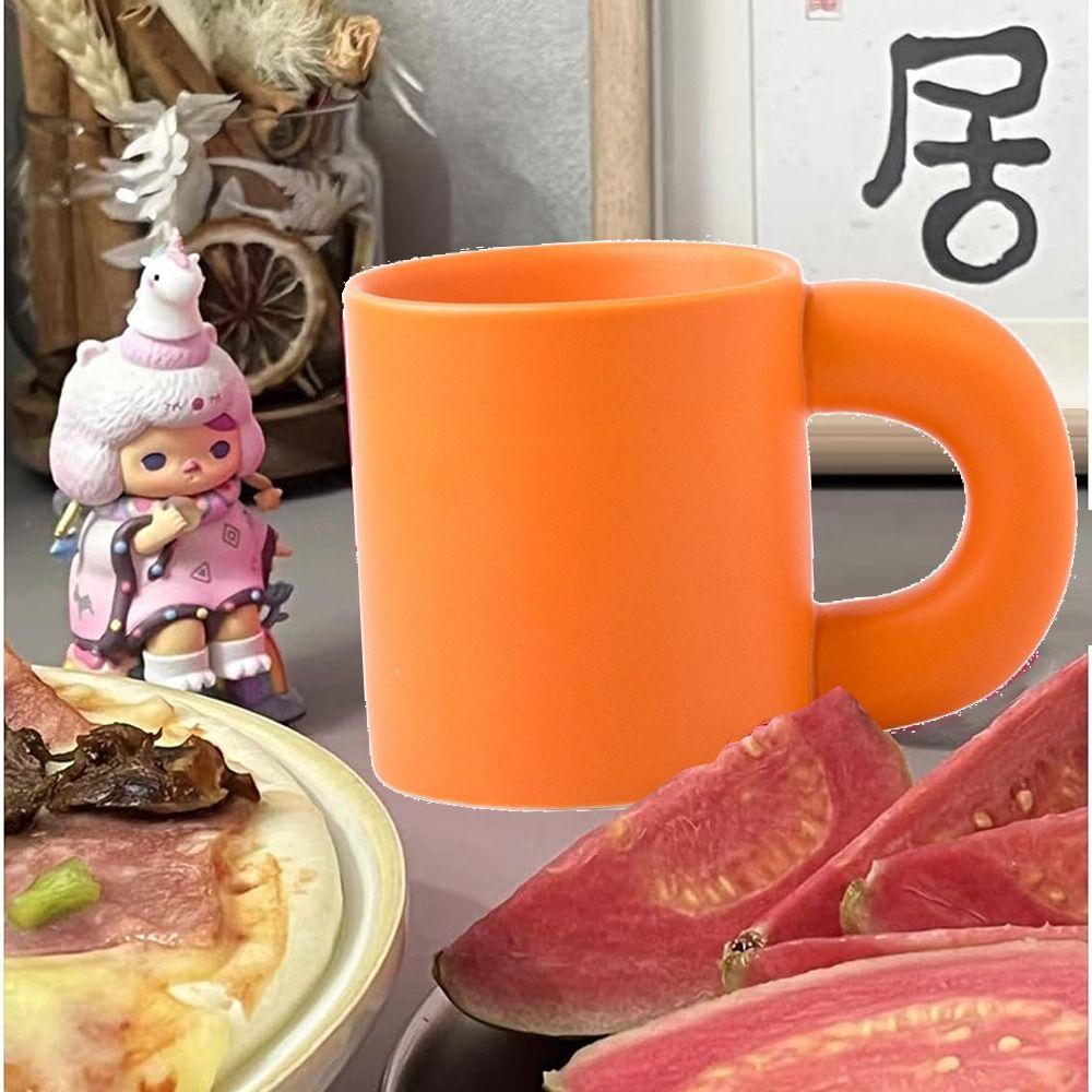 Ceramic Pink Coffee Mug Fat Round Handgrip Milk Container Creative Novelty Cups  Juice