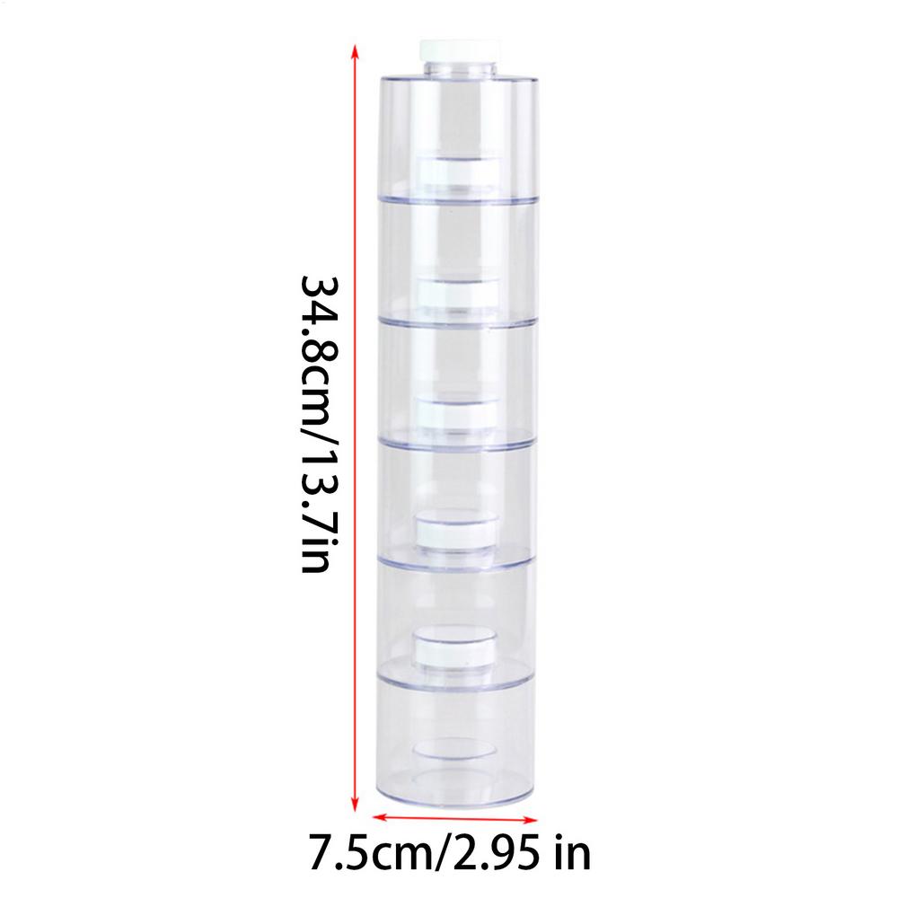 6 Pieces Clear Stackable Seasoning Box Round Condiment Jars Organizer for Salt Sugar Pepper Tea Herb Kitchen Countertop Cabinet
