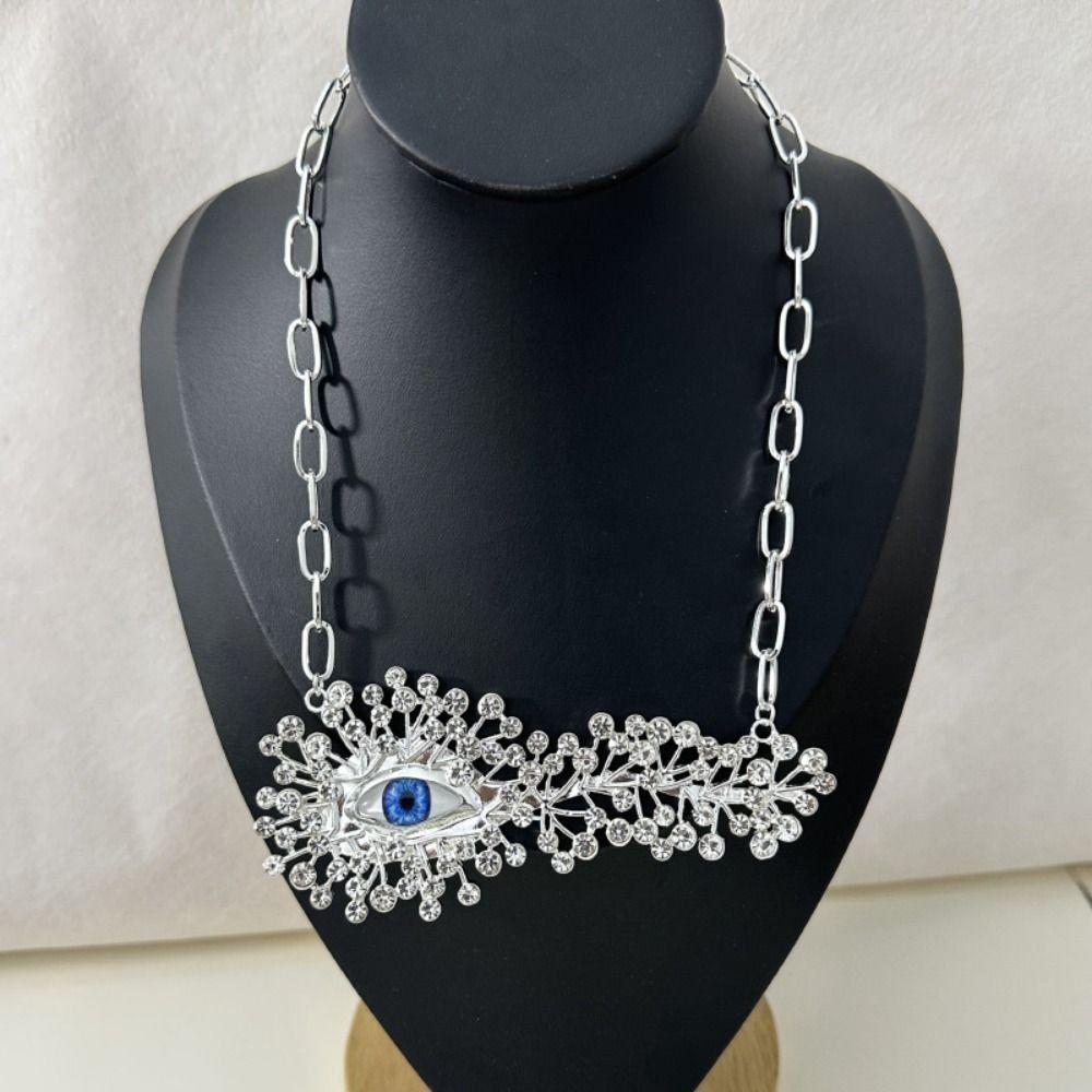 Gorgeous Eye Pendant Necklace Rhinestone Chunky Necklace Show Eye Pendant Brooch  Fashion Show