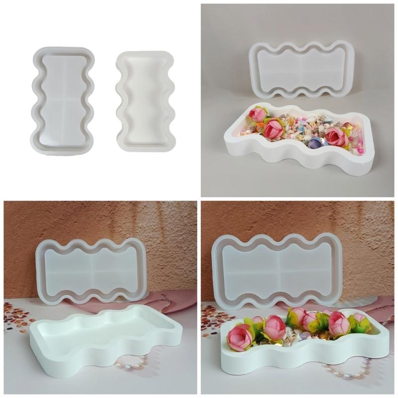 Innovative Silicone Tray Mold Epoxy Resin Aquas Ripple Shaped Jewelry Display Plate Mould Plaster Cement Tableware Mold
