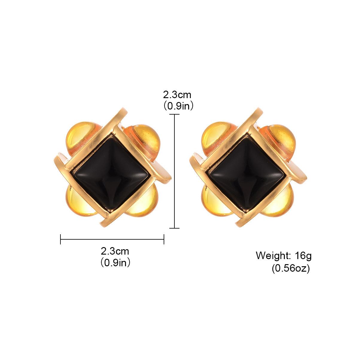 

Medieval vintage earrings retro caramel temperament jewelry earrings high sense women s square three-dimensional