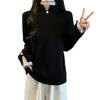 Plus Size Women's Slimming Knit Top: Loose Two-Piece Style Pullover for Autumn/Winter