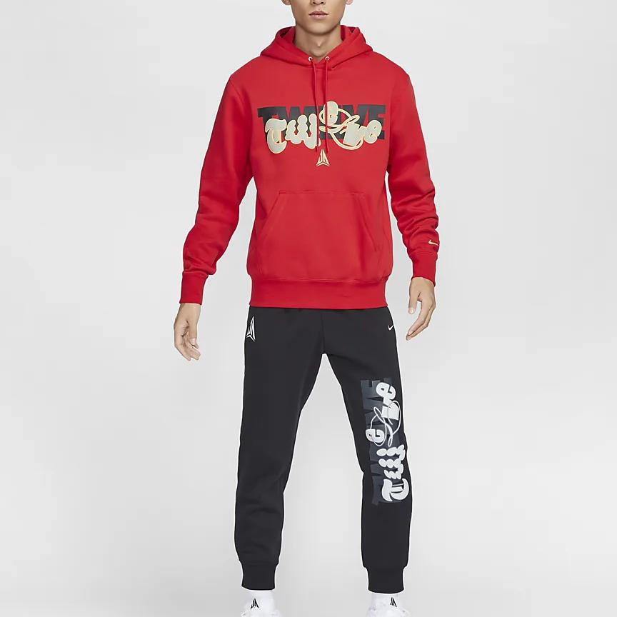 Nike Club Ja Hooded Pullover Fleece Basketball Sweatshirt Men sweatshirt University-Red Cosmic-Gold FZ1039-657