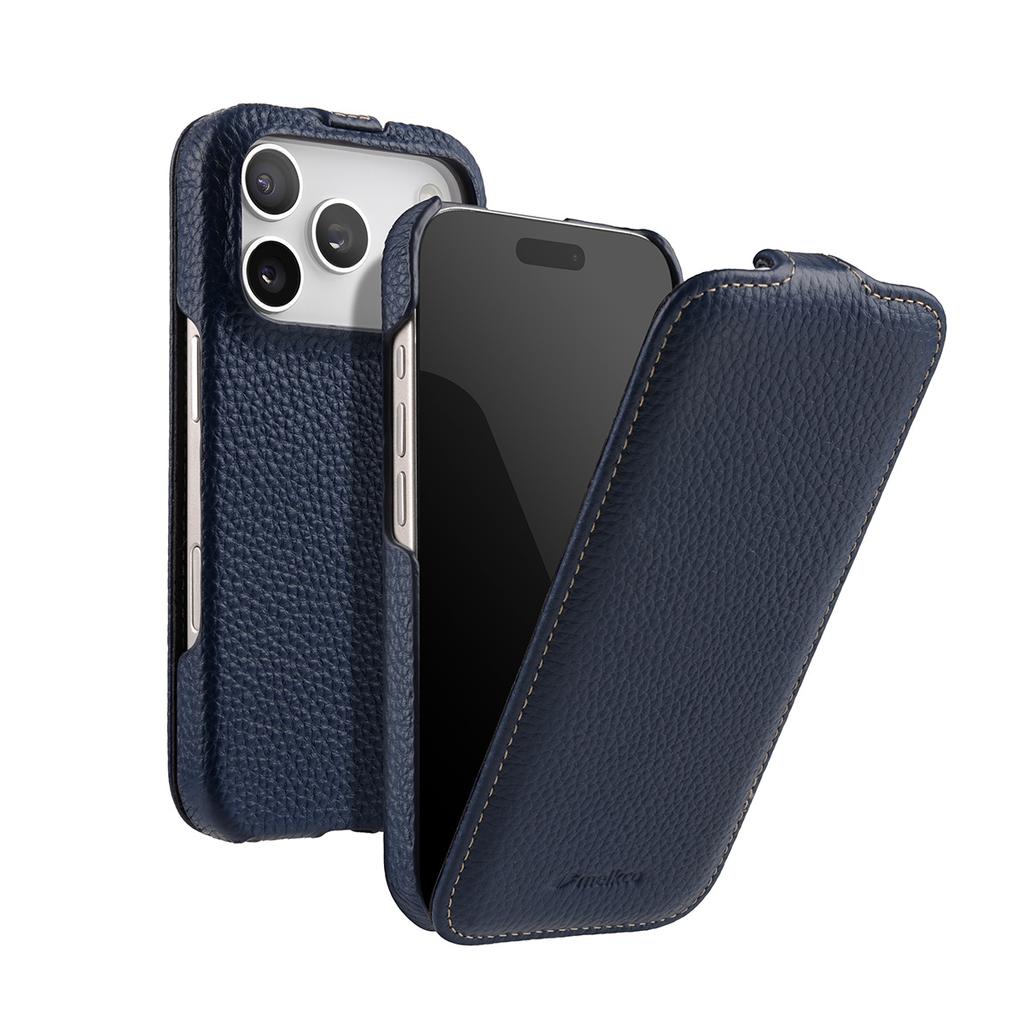 Melkco Magnetic Charging Phone Case for iPhone 17 Pro Max 17 Air 16 Plus 16e First Layer Cowhide Genuine Leather Flip Cover