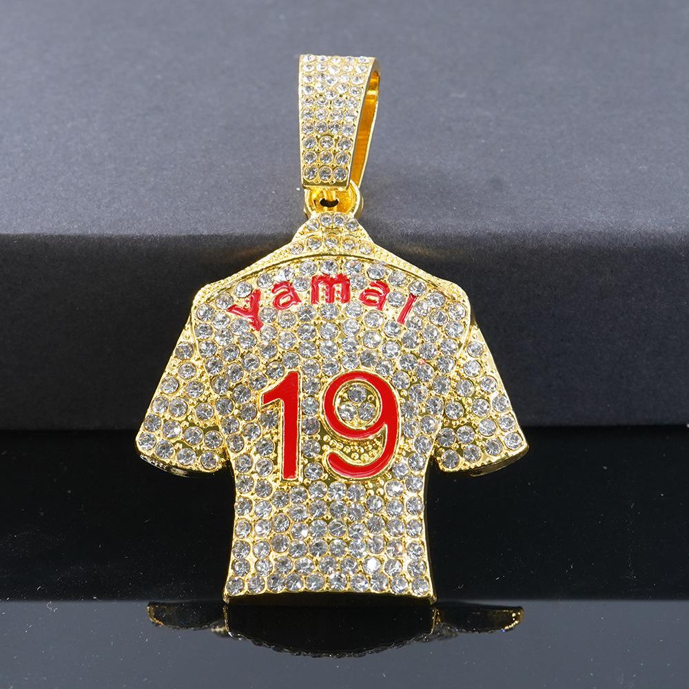 Saipai New Product Full Diamond Drip Oil Yamai No.19 Jersey Alloy Pendant Men s Personalized Trendy Cuban Chain