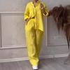 YYFS Pantaloni da donna a maniche lunghe con stampa tinta unita primavera autunno moda casual