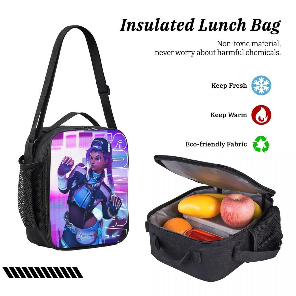 3Pcs Sombra Overwatch Theme School Bags Set for Boy Girl Pencil Boxes Backpack Sets with Lunch Box For School Students Knapsack