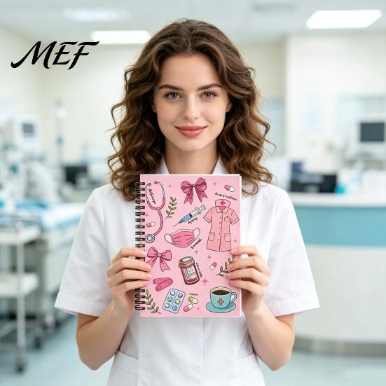 Doctor Office Supplies Medical Themed Coil Notebook, Double Cover Design Thick Ink-proof Paper Student Daily Note Taker Notepad, Spiral Bound Journal