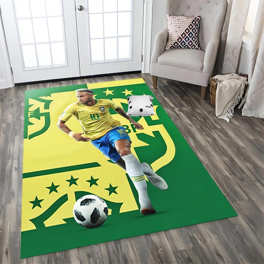 Brazilian Football Star rug for living rooms, bedrooms, home décor, and as gifts.