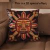 2D Aztec Sun God Print Throw Pillow Covers Pattern Cushion Cover Suitable For Sofa Bedroom Car Pillow Cover