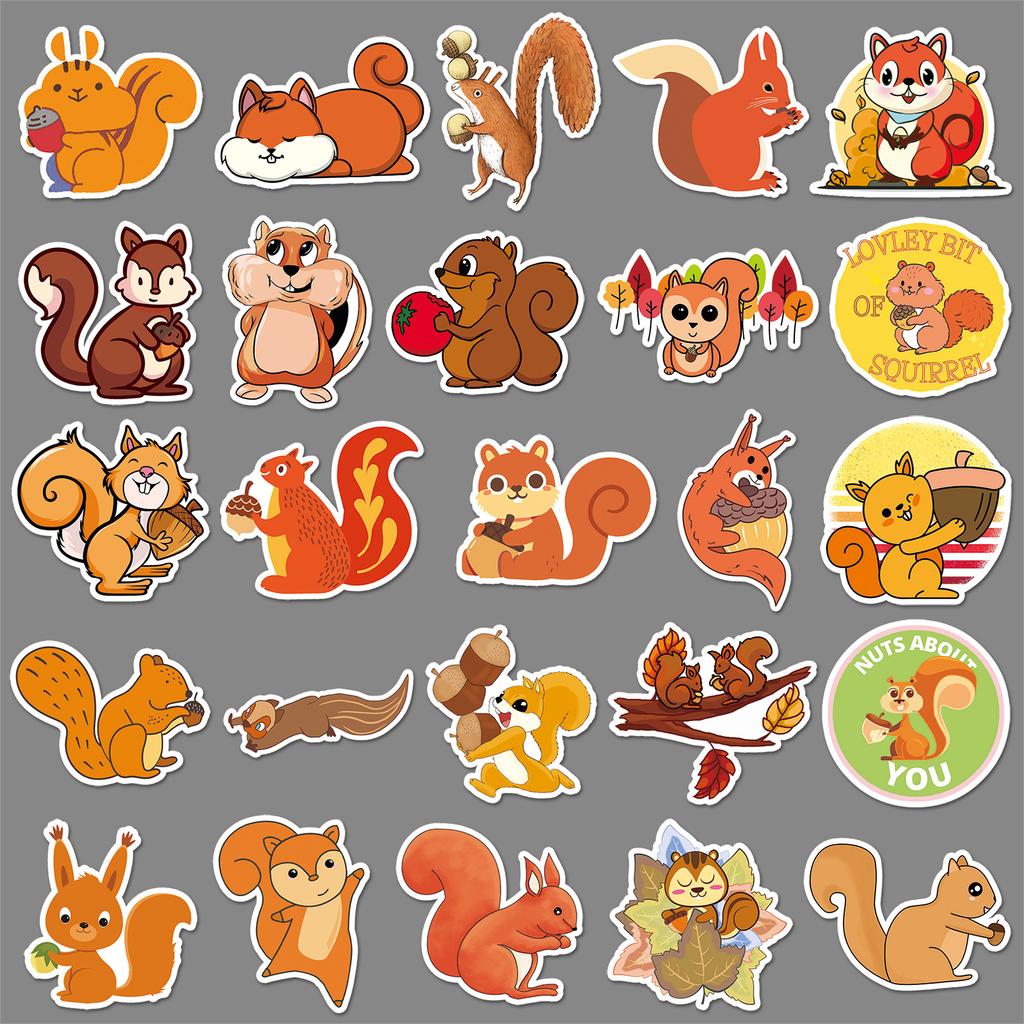 50 Squirrel Doodle Personality Cartoon Animal Children's Goo Card DIY Skateboard Suitcase Stickers Waterproof