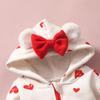 Kapuzen-Strampler für Babys und Kleinkinder: Reißverschluss mit Schleife, Erdbeerdesign, für 0-2 Jahre, Herbst/Winter Strampler.