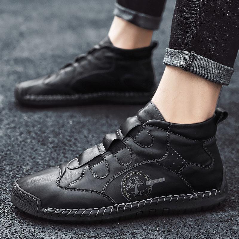 Large Size New Men's Casual Shoes Korean Version of Trendy Foot Leather Shoes Medium and High Top Outdoor Men's Shoes Foreign Trade Shoes