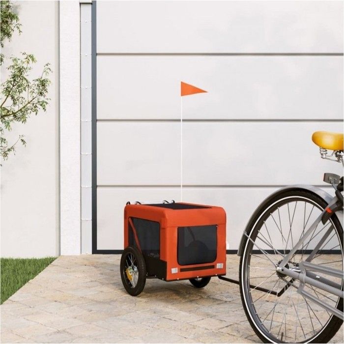 VidaXL Pet Bike Trailer, Dog Bike Trailer with Wheels, Dog Stroller, Orange and Black 93907