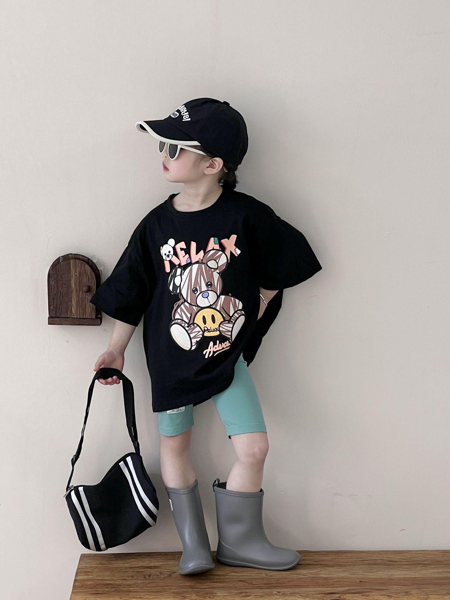 

Летняя футболка средней длины для девочек с мультяшным принтом 2025 - Милый и модный топ с коротким рукавом 140 cm