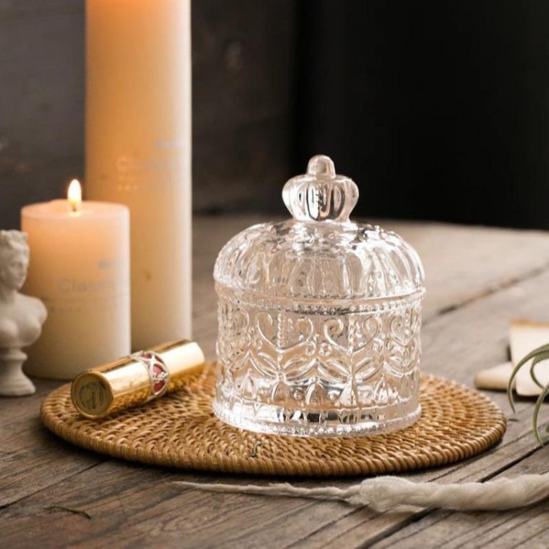 Crown Glass Jar Glass Candy Jar for Necklaces Snacks Hair Accs Jewelry Wedding Jewelry Box Jewelry Storage Case