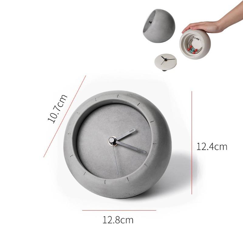 Exposed Concrete Table Clock Minimalist Creative Desk Clock Silent Desktop Clocks Mini Storage Watch Luxury Home Decoration
